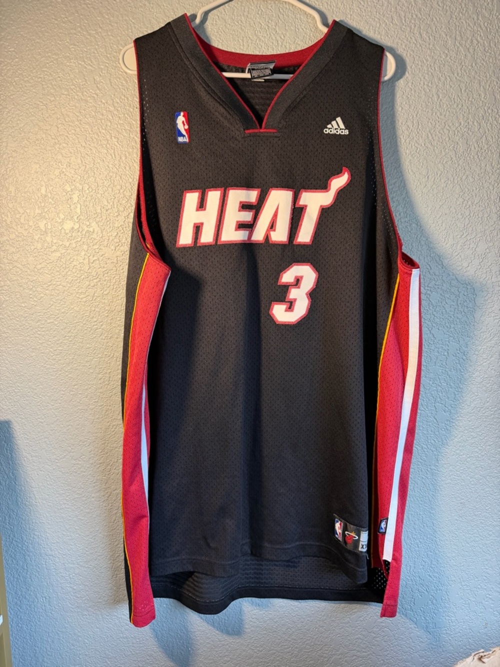 adidas Black and Red Miami Heat #3 Basketball Jersey